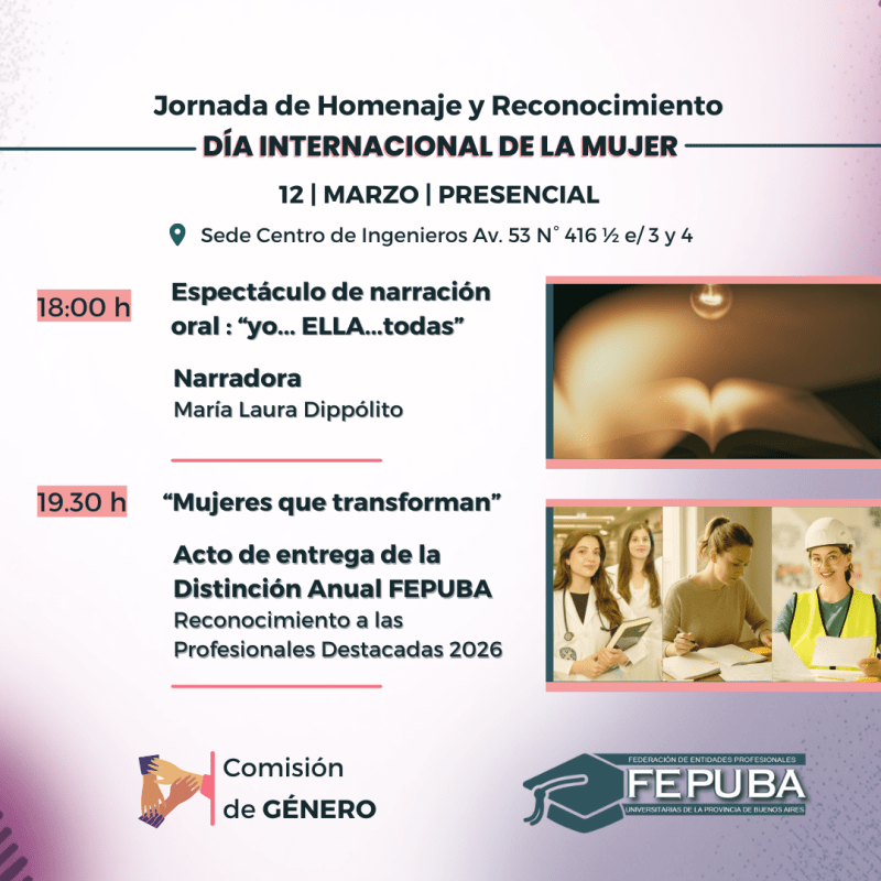 FEPUBA invita a la Jornada de Homenaje y Reconocimiento: “Mujeres que Transforman”